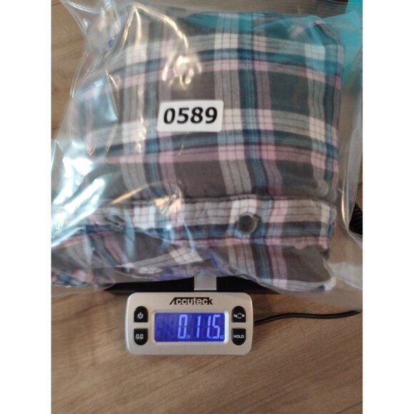 Boston Traders Womens Blue and Purple Plaid Button Down Shirt Jacket Hooded Shac - Picture 12 of 12